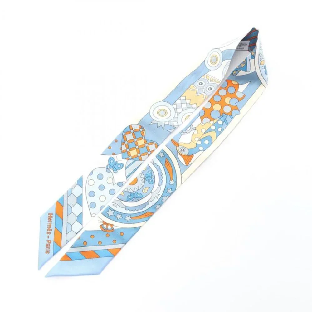 ★SOLD★ Hermes Scarf Twill les Murmures de la Foret Blue Silk Blue Multicolor - Picture 2 of 6